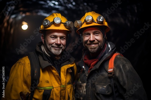 two people the coal mining tunnel. Coal Mine. For may day and presentation background