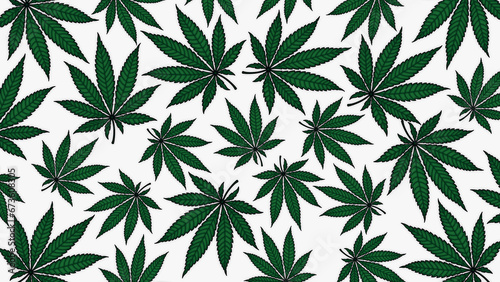 Cannabis leaves illustration white background sativa indica marijuana wallpaper texture art design blank with place for text area copy space