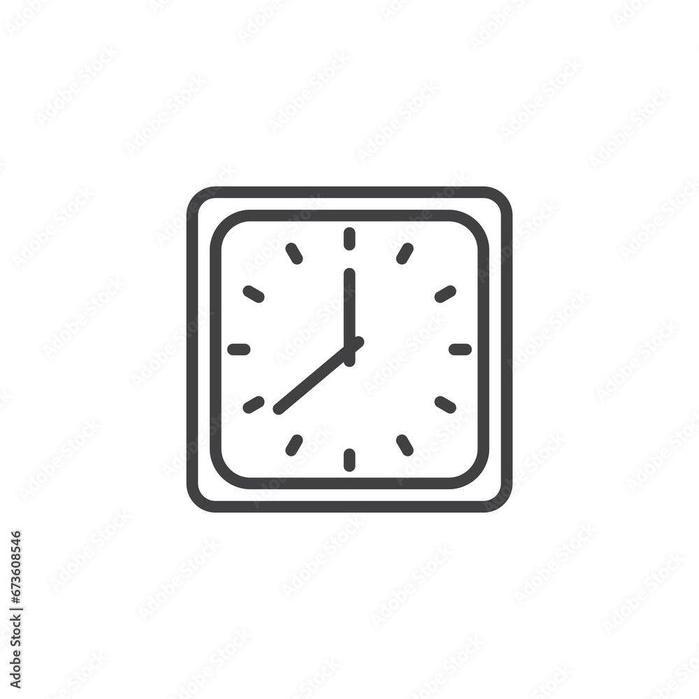 Square clock line icon Square clock line icon