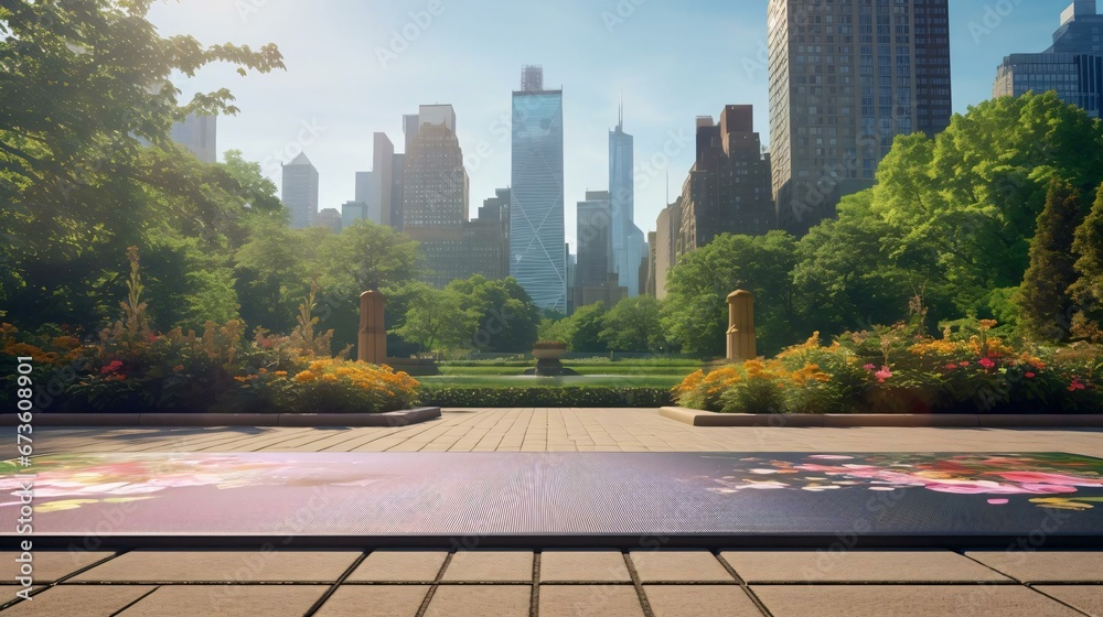 custom made wallpaper toronto digitala park with a flower bed and trees and a city skyline