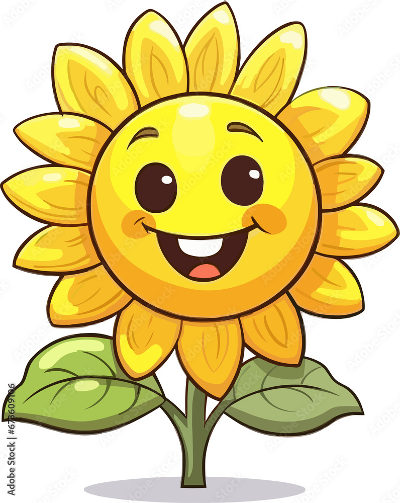 Funny sun Flower Illustration 