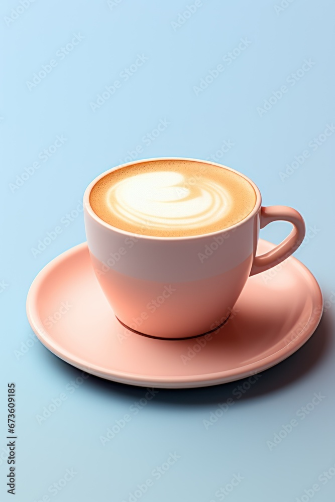 Pastel cup of coffee on blue and pink background Pastel cup of coffee on blue and pink background