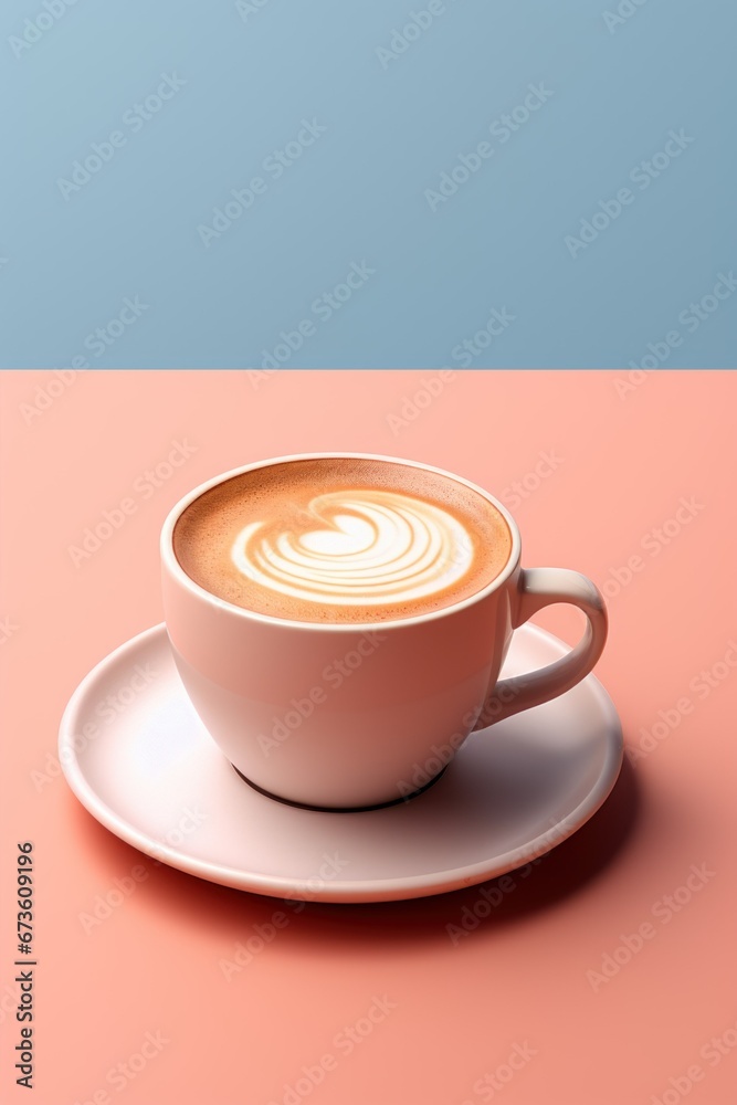 Pastel cup of coffee on blue and pink background Pastel cup of coffee on blue and pink background