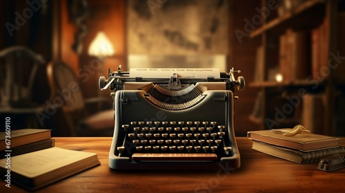 an old typewriter on a table photo
