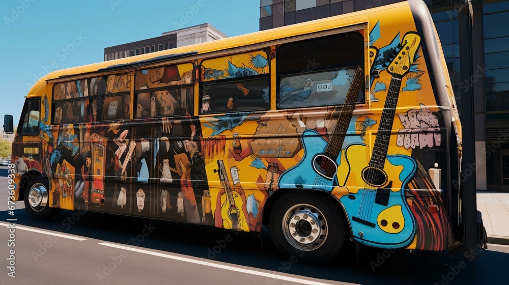 a bus with a painting on it