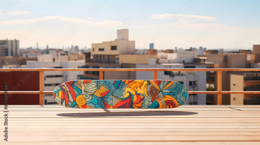 a colorful mural on a railing