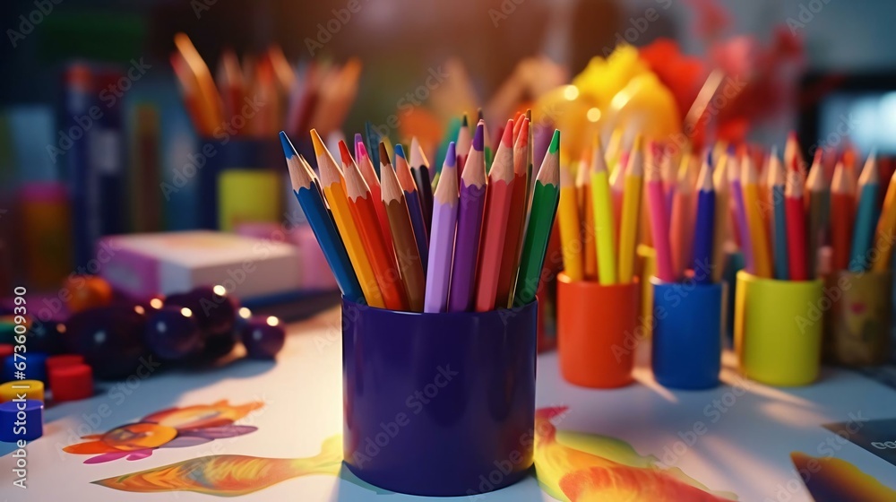 a cup of colored pencils a cup of colored pencils