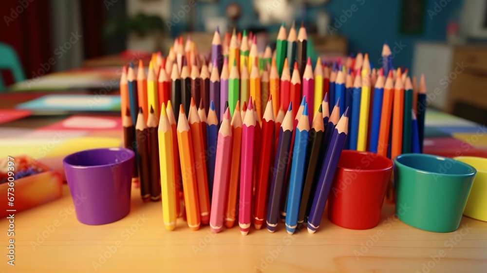 Fototapeta premium a group of colored pencils