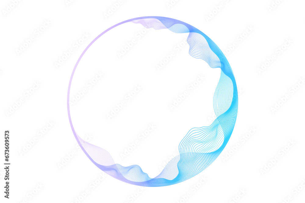 Vector abstract circles lines wavy in round frame colorful blue purple gradient isolated on transparent background with empty space for text Vector abstract circles lines wavy in round frame colorful blue purple gradient isolated on transparent background with empty space for text