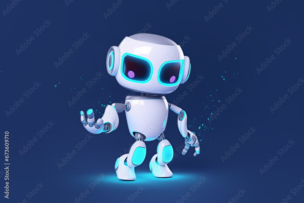 Chatbot 3d Vector Robot on a blue background