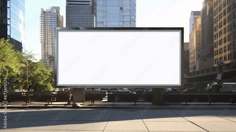 a large white billboard in a city a large white billboard in a city