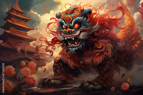 Great Lion Fantasy Illustration Background