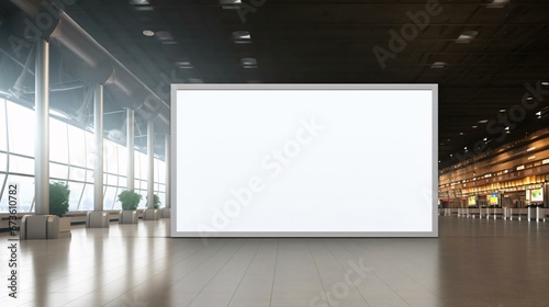 a large white screen in a large room with windows