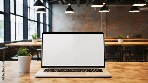 a laptop on a table photo