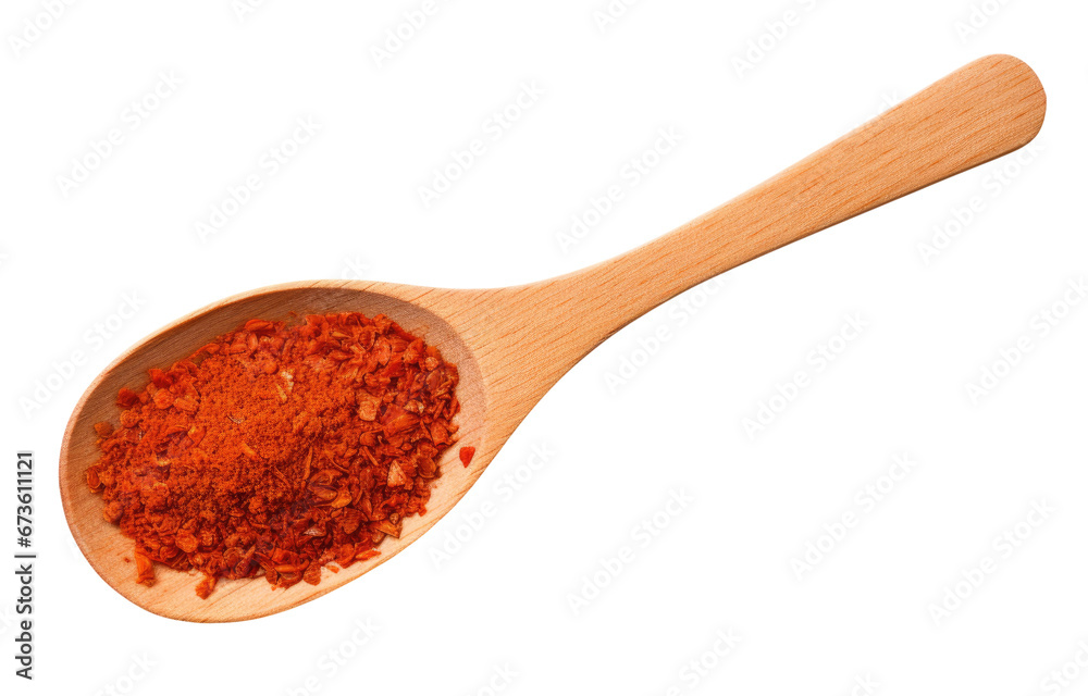 Wooden spoon with paprika isolated on transparent background Wooden spoon with paprika isolated on transparent background