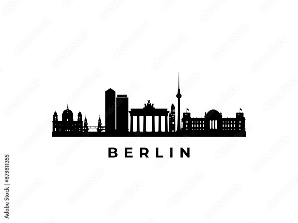 Vector Berlin skyline. Travel Berlin famous landmarks. Business and tourism concept for presentation, banner, web site.