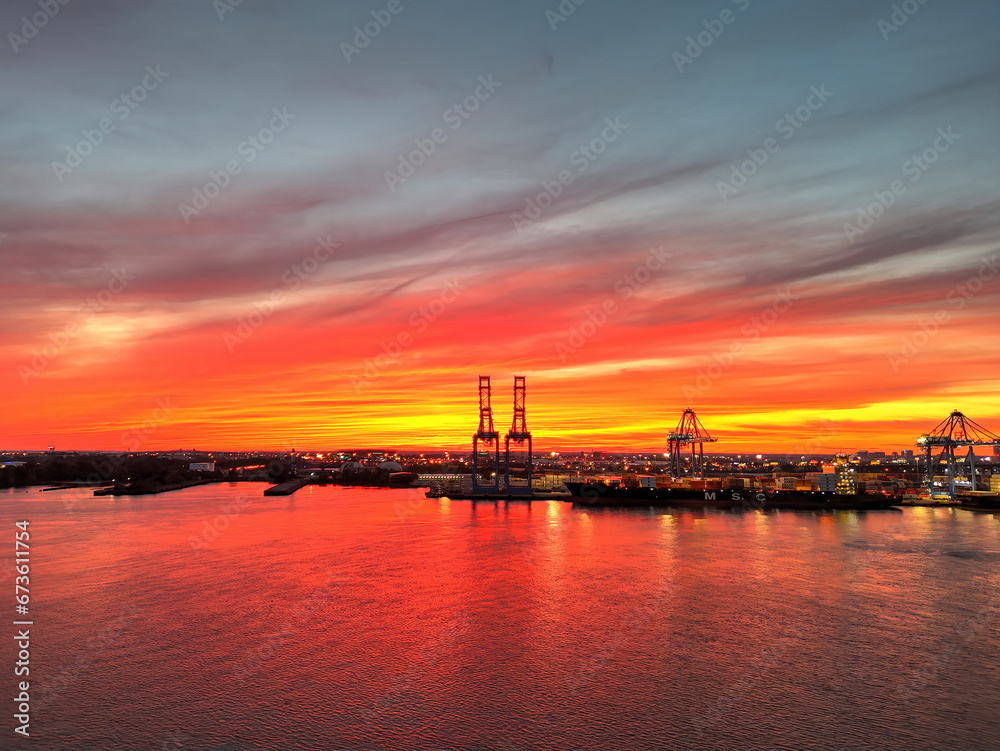 Aerial View of a Fire Sky Sunset
Aerial View of a Fire Sky Sunset