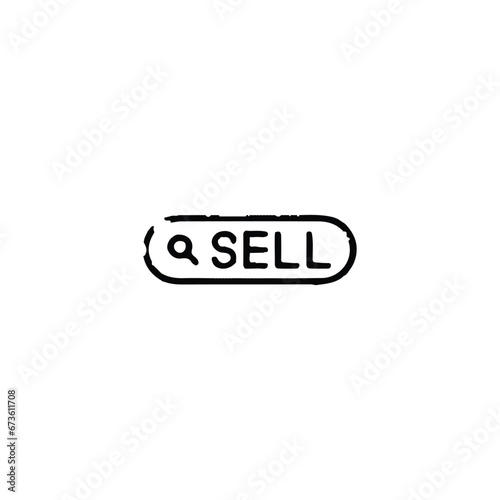 Sell research icon. Simple style online selling poster background symbol. Sell research brand logo design element. Sell research t-shirt printing. Vector for sticker.