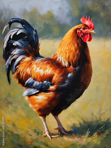 Chicken oil painting created with artificial intelligence © pla2u