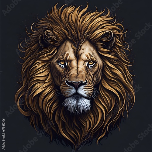 Generate a lion head like an art to be printed on tshirt