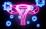Virus attack uterus, hpv infection, female reproductive system, 3d rendering.