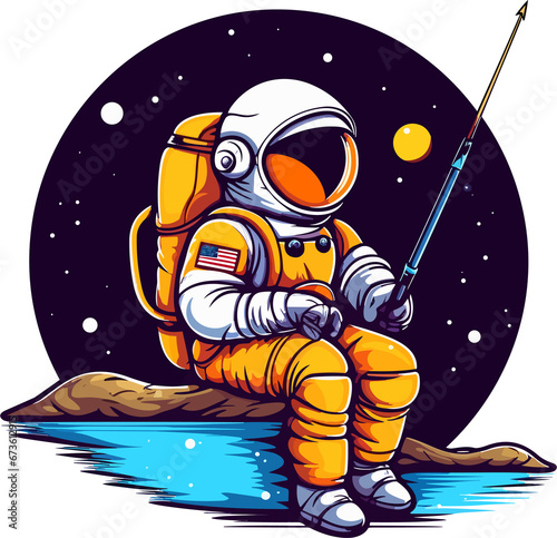 astronaut fishing on the moon, Astronaut In Space / Planet Hunter