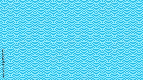 和柄素材　青海波文様　波紋　和紙　16:9