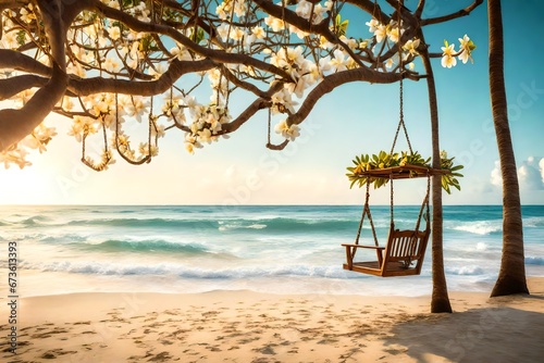 beach with trees and Swing 