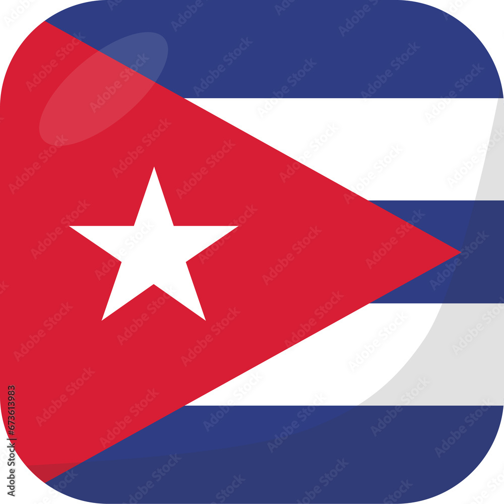 Cuba flag square 3D cartoon style. Cuba flag square 3D cartoon style.