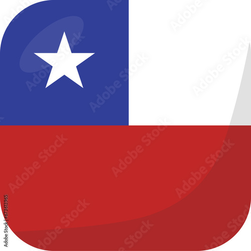 Chile flag square 3D cartoon style.