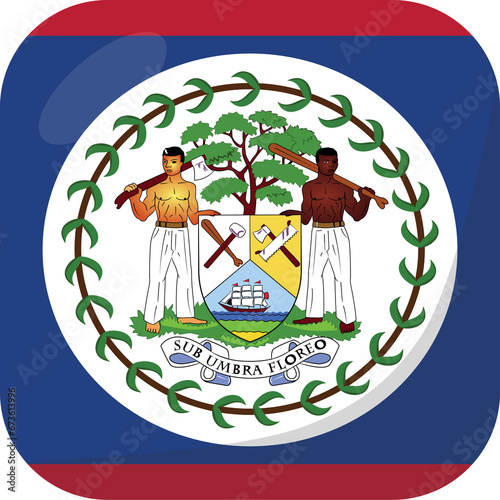 Belize flag square 3D cartoon style.