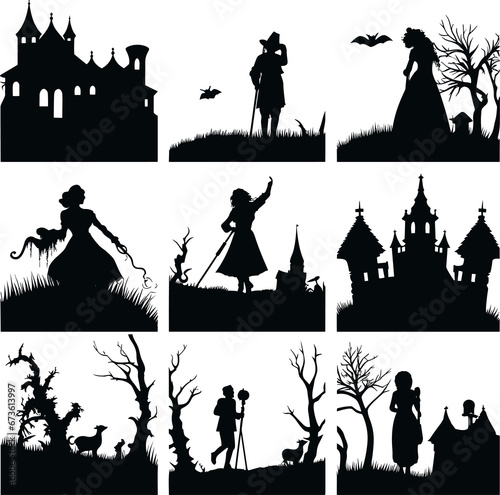 Halloween evil spirit silhouette. Scary nightmare ghost characters, spooky phantom demons mascots . Torn Clothes ghost silhouettes