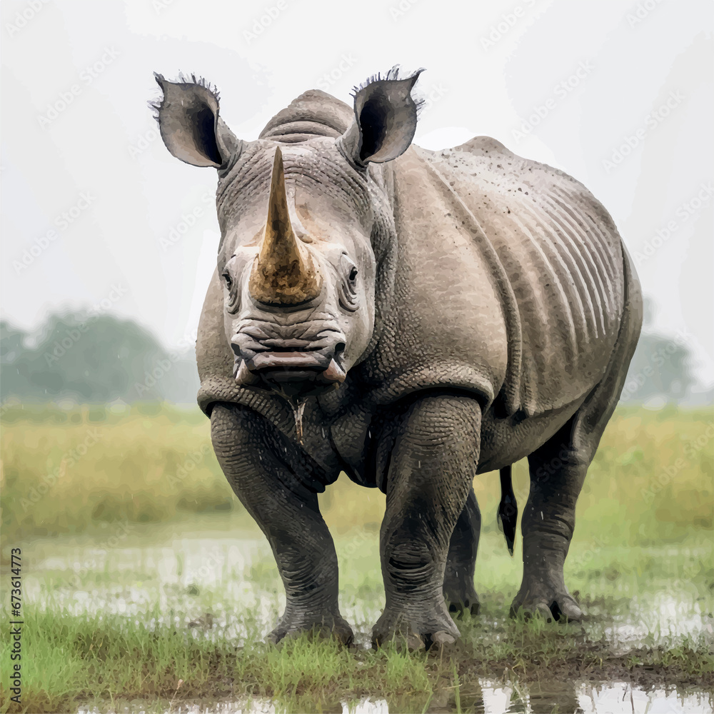Fototapeta premium high resolution Illustration of a rhinoceros
