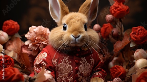 Chinese New Year 2024 Year Rabbit Bunny Red Chinese , Happy New Year Background ,Hd Background