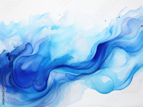 Abstract Water Ink Wave Cobalt Streaks Watercolor Texture