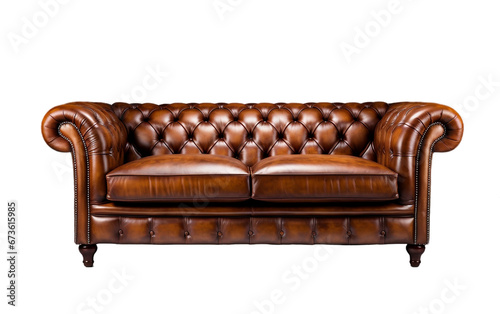 Vintage Leather Chesterfield Lounge, Leather Chesterfield sofa isolated on transparent background.