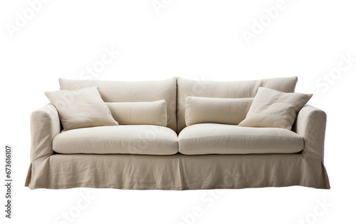 unique Linen Sofa Bed isolated on transparent background.
