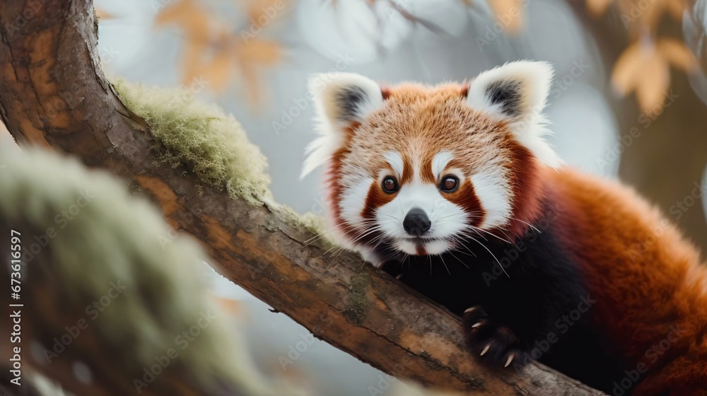 a red panda on a tree branch a red panda on a tree branch