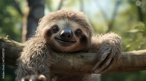 a sloth on a tree branch