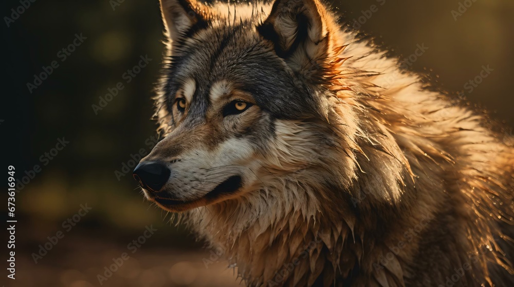 a wolf looking at the camera