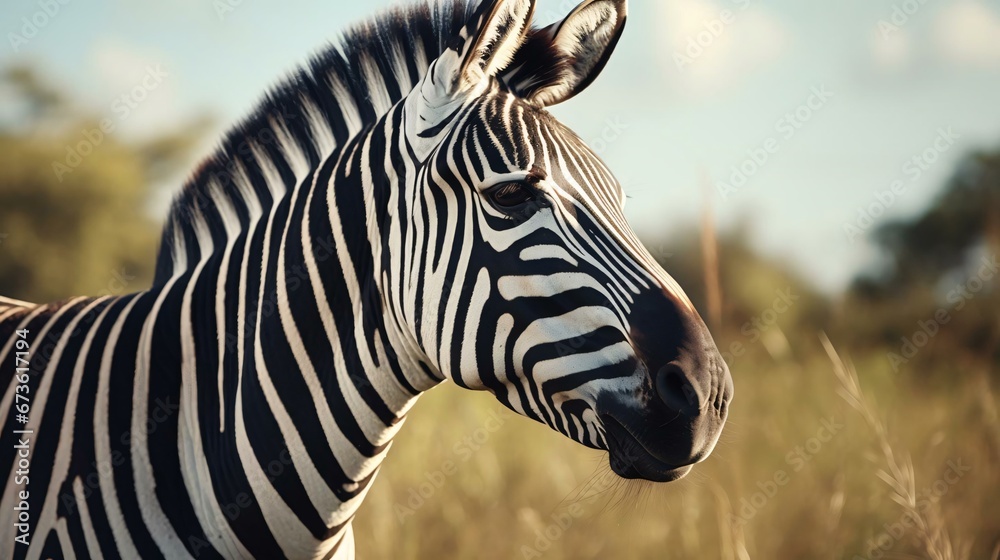 Naklejka premium a zebra standing in a field