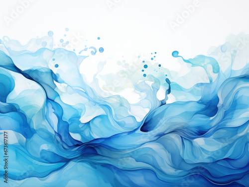 Abstract Water Ink Wave  Cerulean Ripples