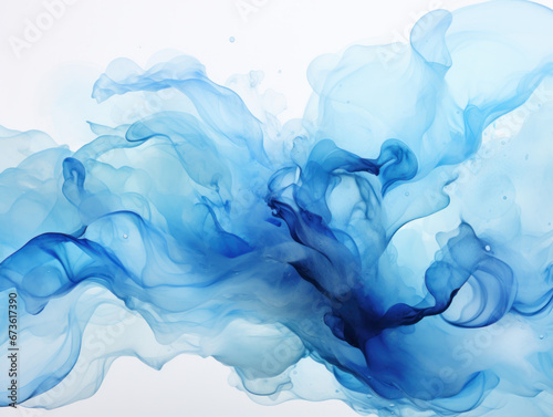 Abstract Water Ink Wave Merging with Watercolor