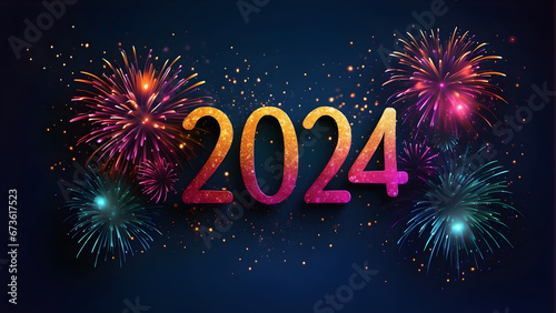New 2024 happy new year exploreing firework background