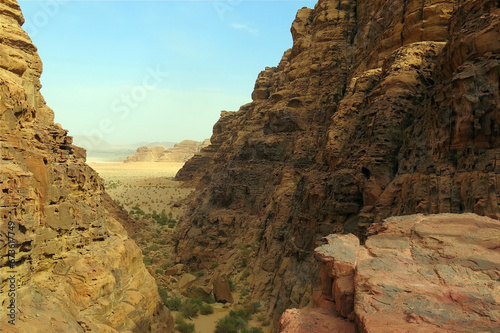 Rocky valley and desert landscape in middle east without people