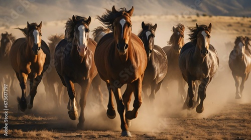 a group of horses running © KWY