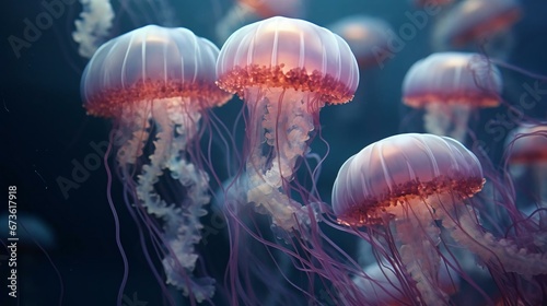 a group of colorful jellyfish © KWY