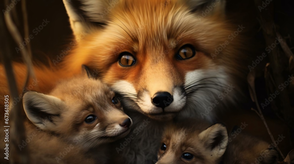 Obraz premium a group of foxes
