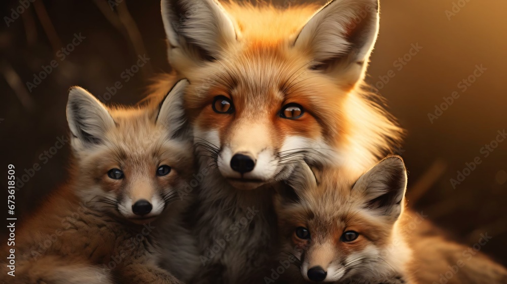 Fototapeta premium a group of foxes