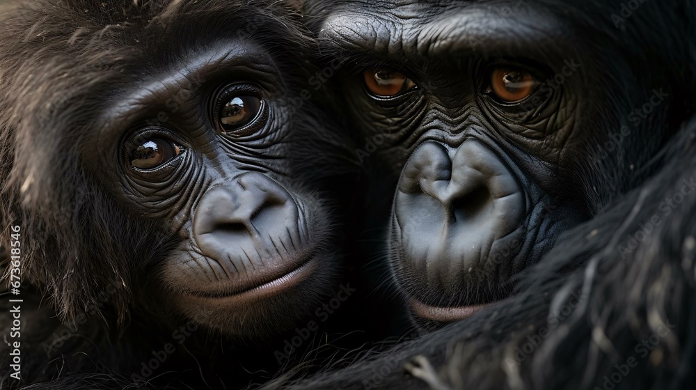 a close up of two monkeys a close up of two monkeys